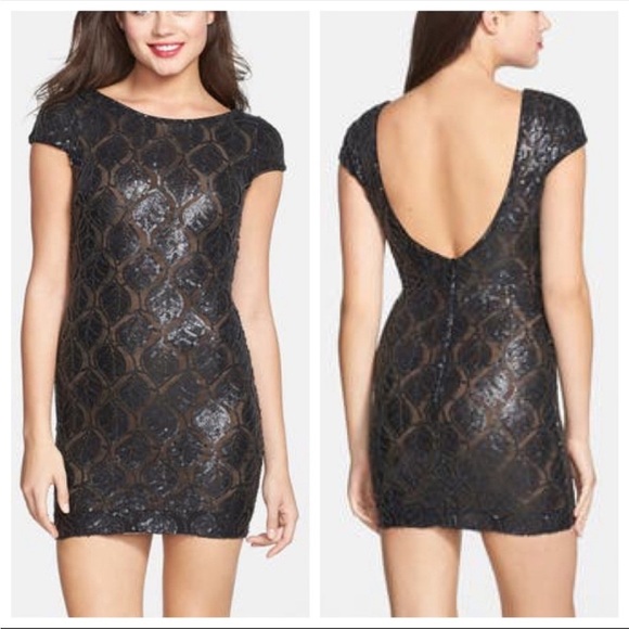 Dress The Population Tabitha‎ Sequin Mini Dress Black S - Picture 1 of 6